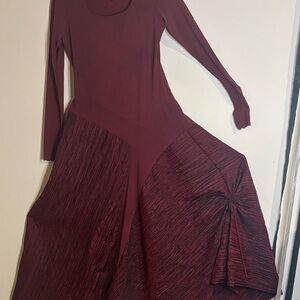 Elegant Burgundy Long Sleeve Dress